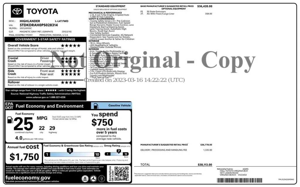Florida Fine Cars - Used TOYOTA HIGHLANDER 2023 MARGATE L