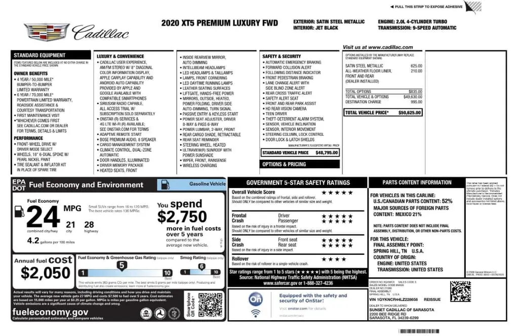 Florida Fine Cars - Used CADILLAC XT5 2020 MARGATE PREMIUM LUXURY FWD