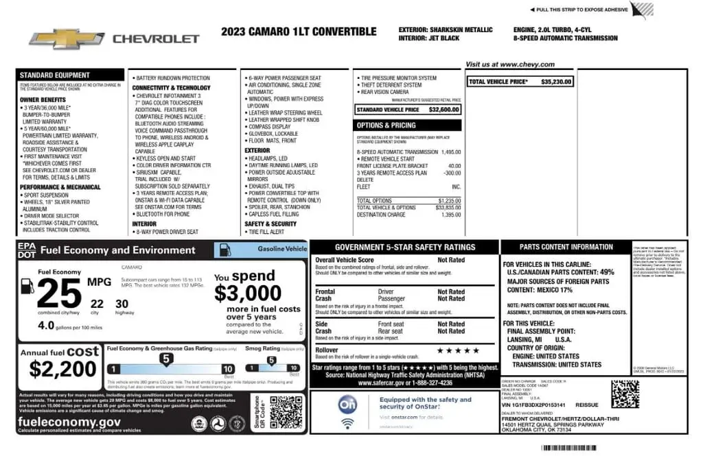 Florida Fine Cars - Used CHEVROLET CAMARO 2023 MARGATE 1LT