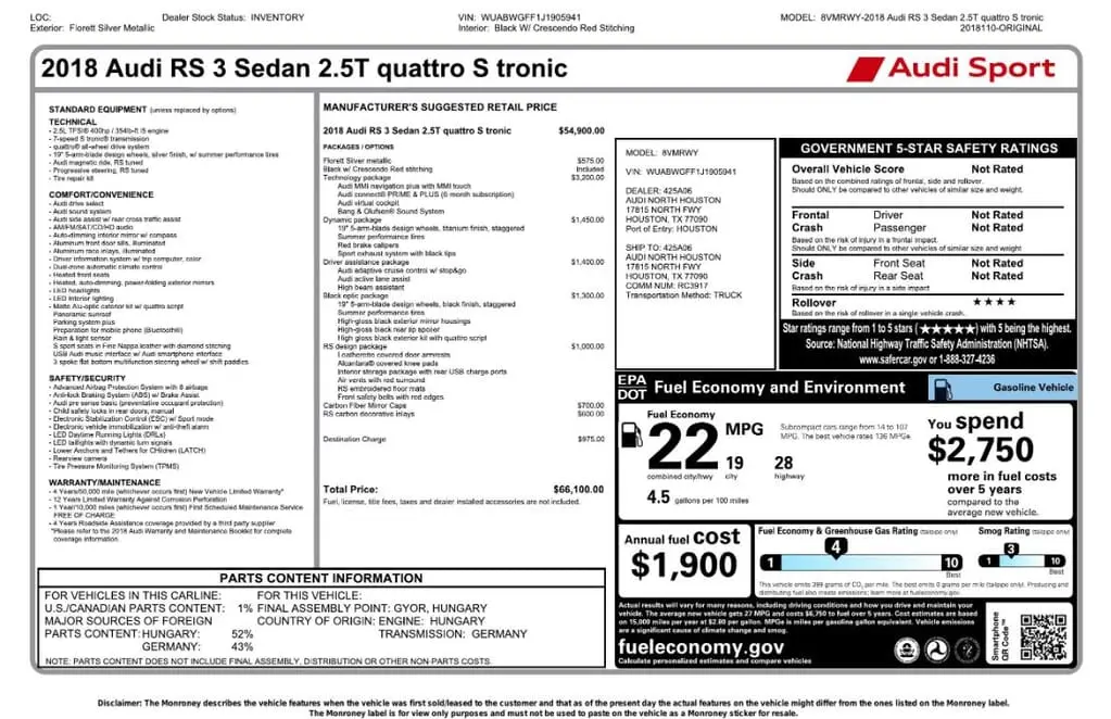 Florida Fine Cars - Used AUDI RS 3 2018 MARGATE 