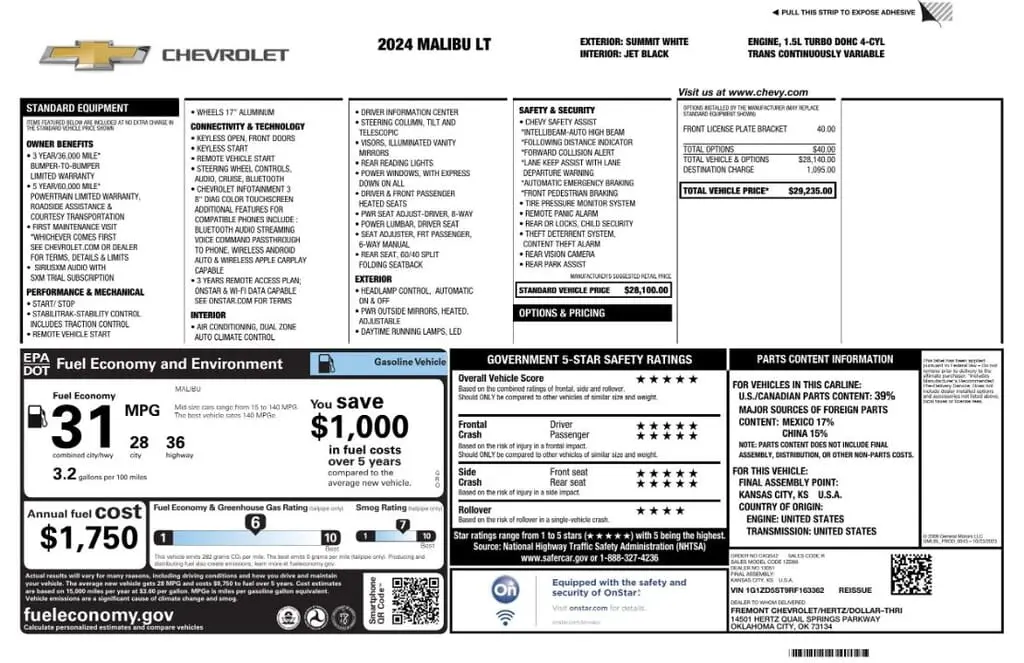 Florida Fine Cars - Used CHEVROLET MALIBU 2024 MARGATE LT