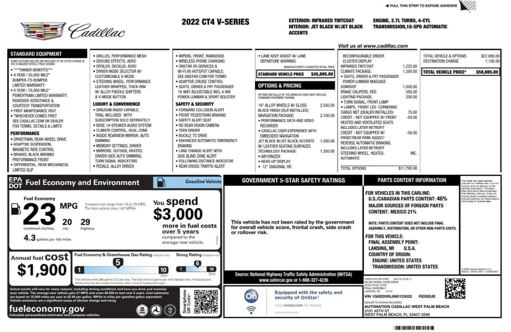 Florida Fine Cars - Used CADILLAC CT4-V 2022 MARGATE 