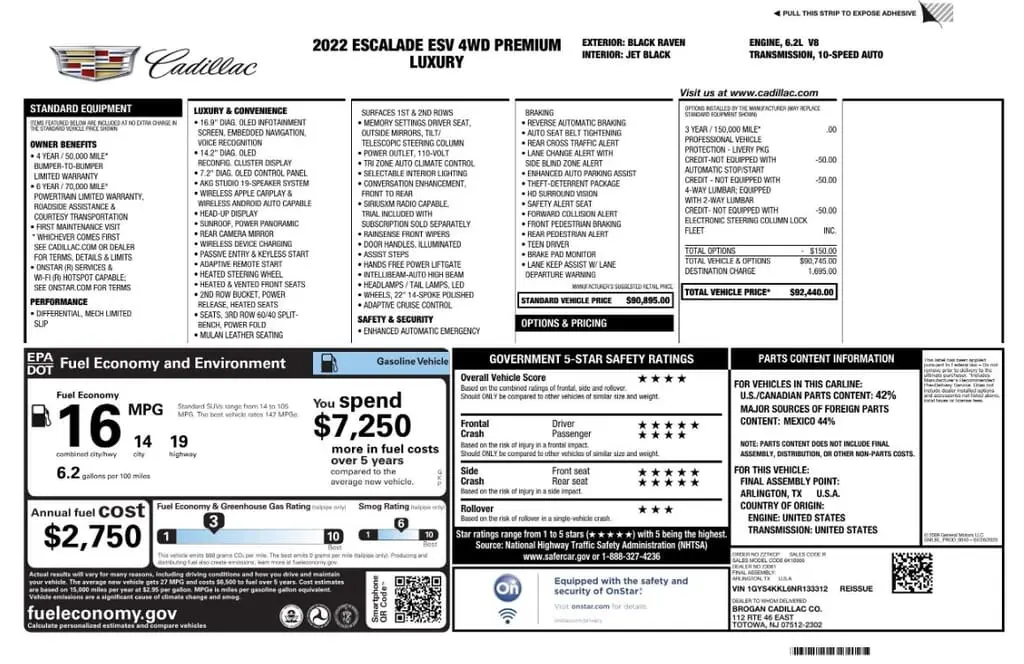 Florida Fine Cars - Used CADILLAC ESCALADE ESV 2022 MARGATE PREMIUM LUXURY