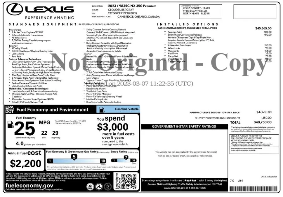 Florida Fine Cars - Used LEXUS NX 2023 MARGATE NX 350 PREMIUM