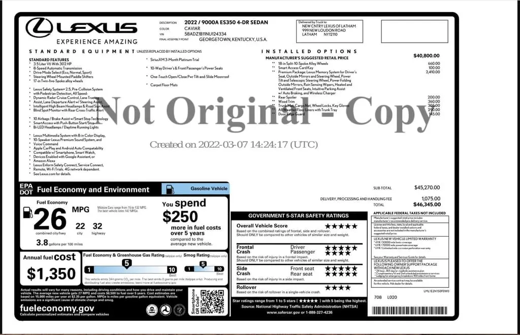 Florida Fine Cars - Used LEXUS ES 2022 WEST PALM ES 350 PREMIUM