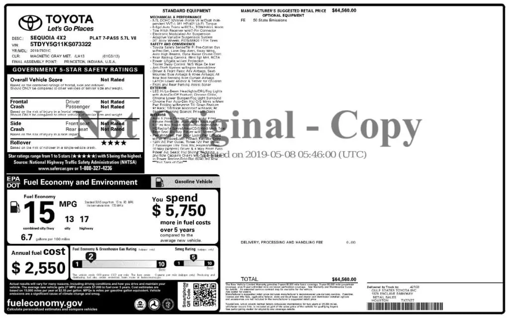 Florida Fine Cars - Used TOYOTA SEQUOIA 2019 MIAMI PLATINUM