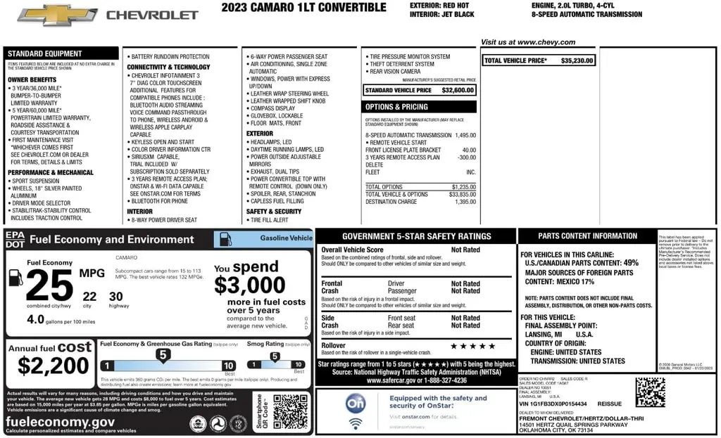 Florida Fine Cars - Used CHEVROLET CAMARO 2023 ORLANDO 1LT