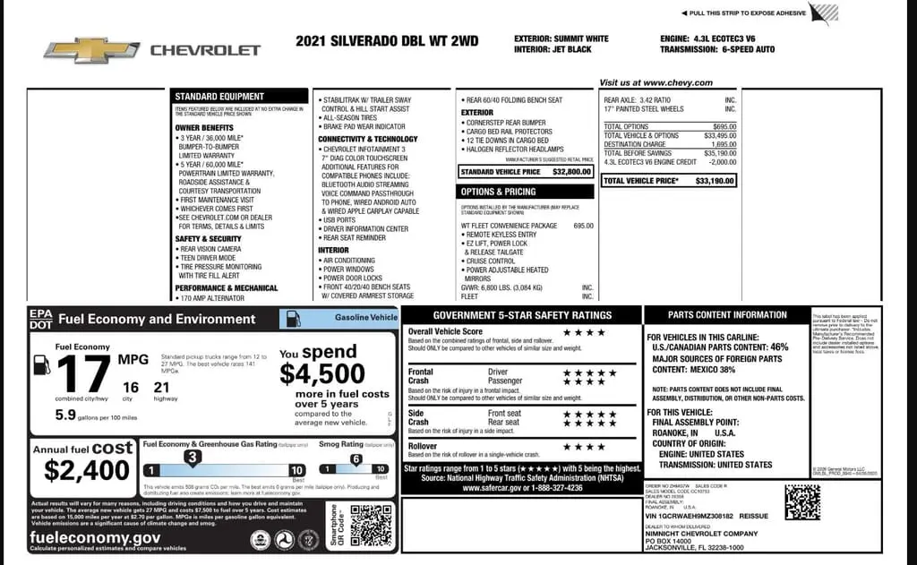 Florida Fine Cars - Used CHEVROLET SILVERADO 1500 2021 MIAMI WORK TRUCK