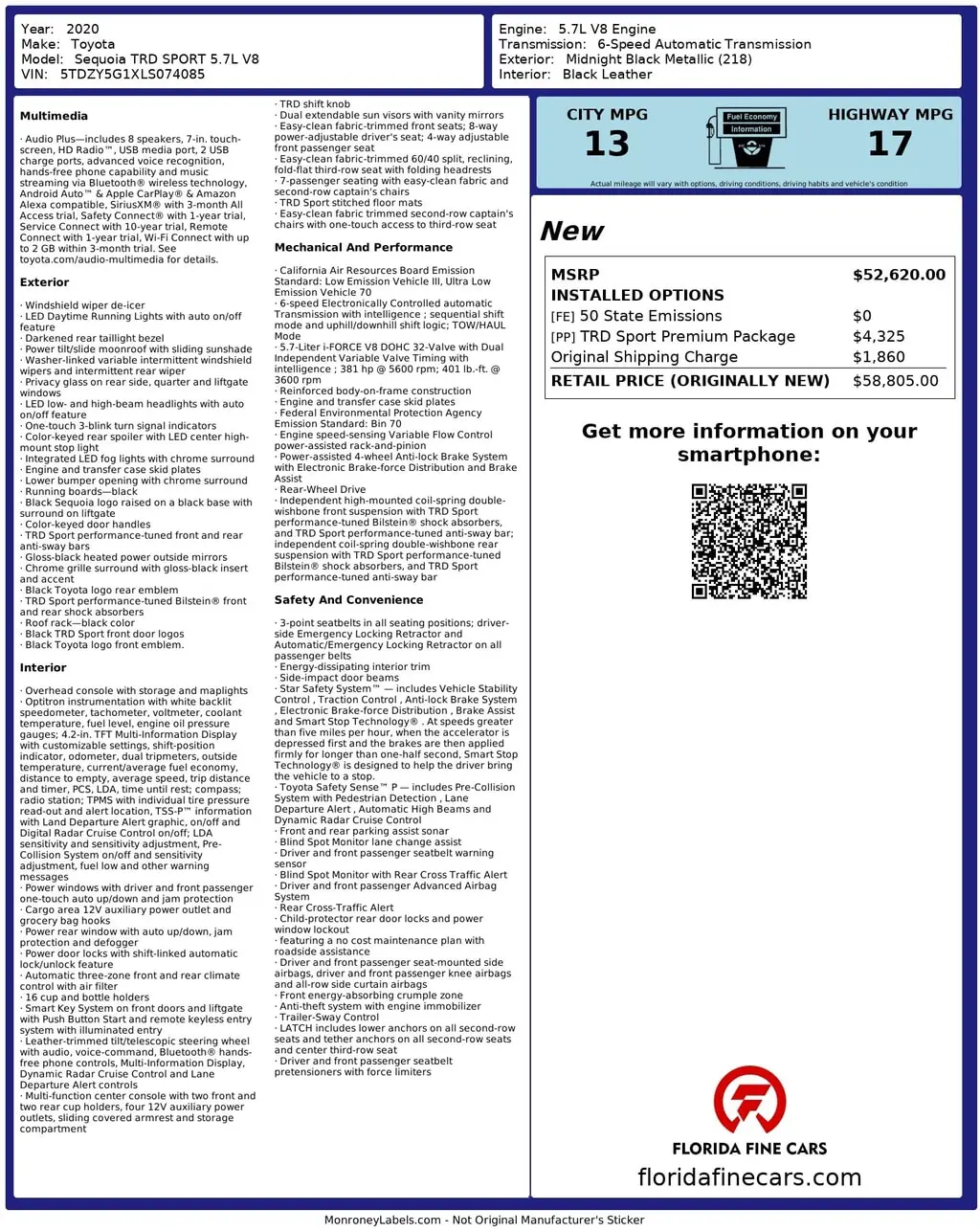 Florida Fine Cars - Used TOYOTA SEQUOIA 2020 WEST PALM TRD SPORT