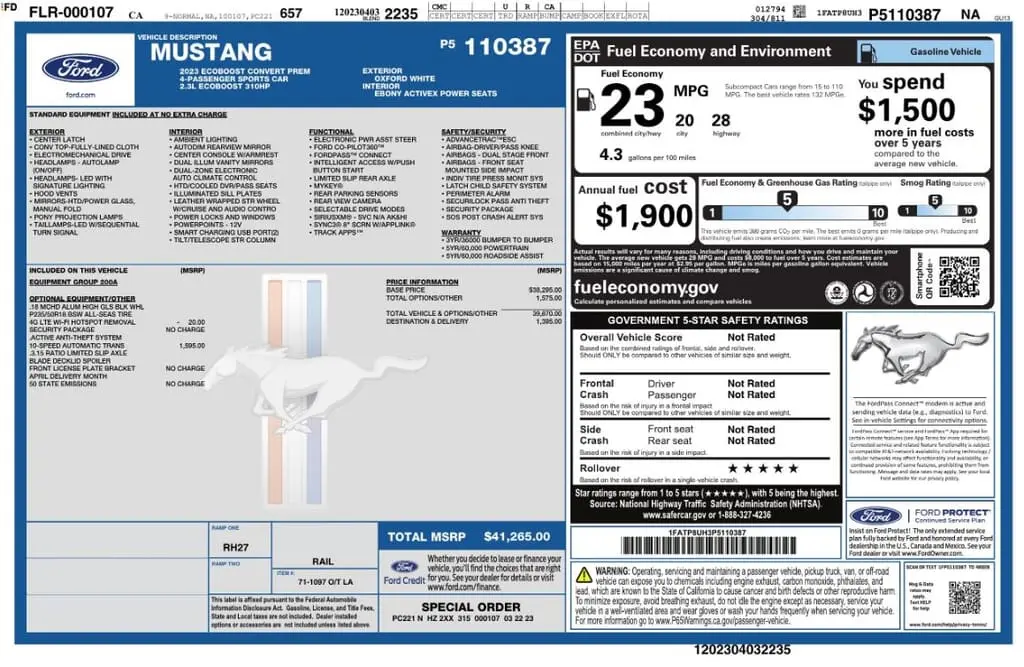 Florida Fine Cars - Used FORD MUSTANG 2023 MIAMI ECOBOOST PREMIUM
