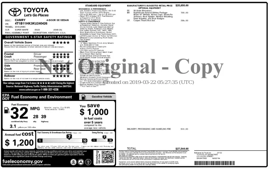 Florida Fine Cars - Used TOYOTA CAMRY 2019 ORLANDO SE
