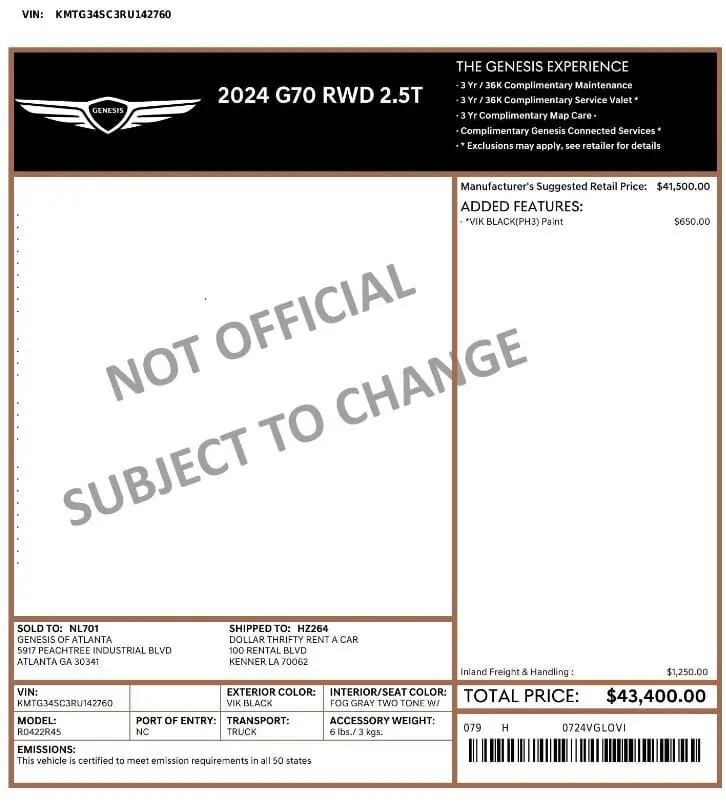 Florida Fine Cars - Used GENESIS G70 2024 MIAMI 2.5T