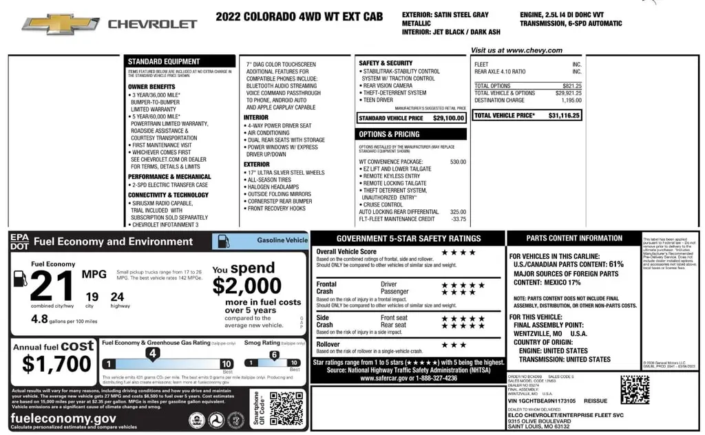 Florida Fine Cars - Used CHEVROLET COLORADO 2022 ORLANDO 4WD WORK TRUCK