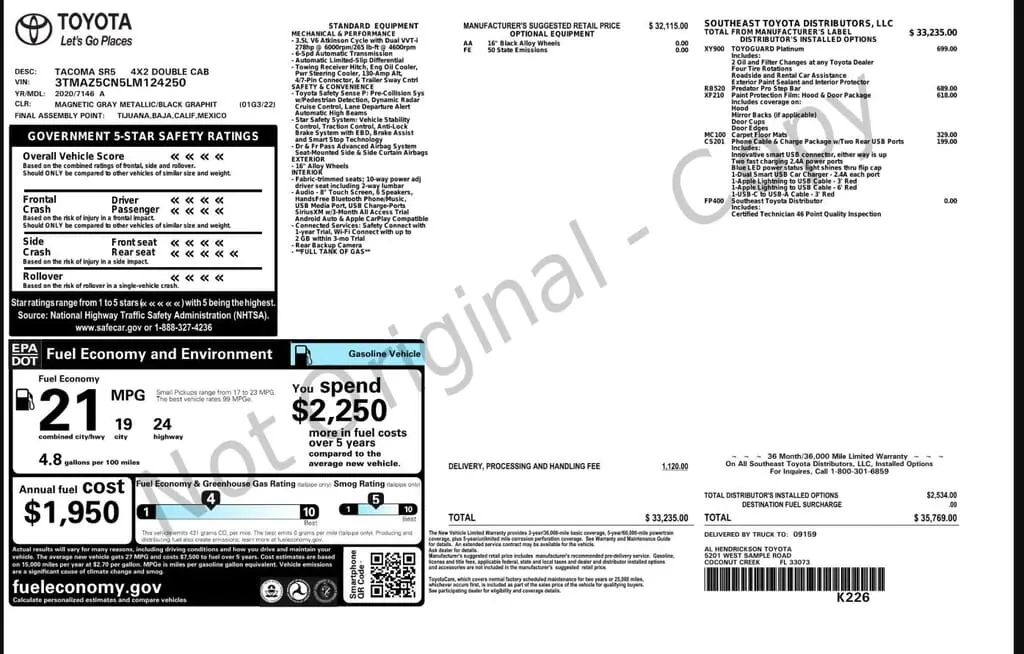 Florida Fine Cars - Used TOYOTA TACOMA 2WD 2020 MARGATE SR5
