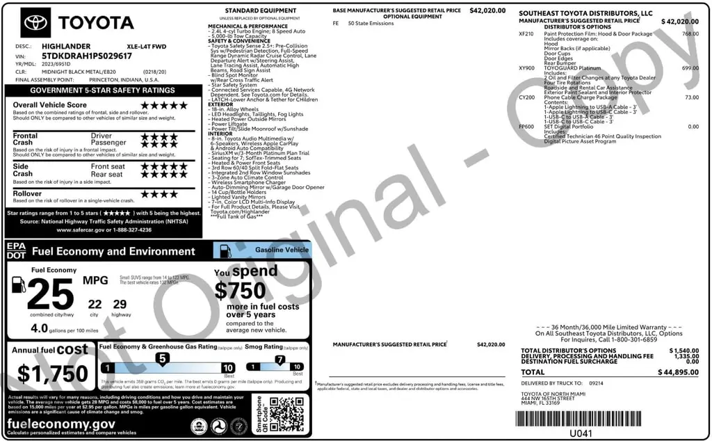 Florida Fine Cars - Used TOYOTA HIGHLANDER 2023 ORLANDO XLE