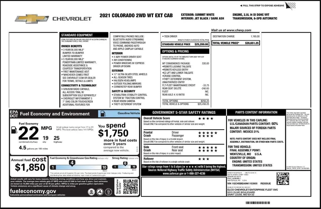 Florida Fine Cars - Used CHEVROLET COLORADO 2021 MARGATE 2WD WORK TRUCK