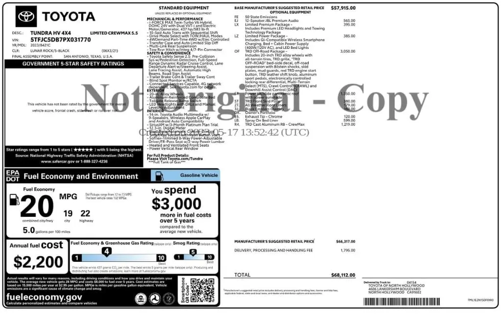 Florida Fine Cars - Used TOYOTA TUNDRA 4WD 2023 MARGATE LIMITED HYBRID