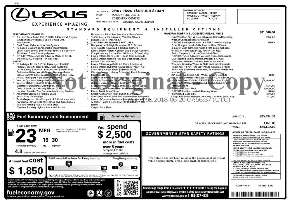 Florida Fine Cars - Used LEXUS LS 2018 MIAMI LS 500 F SPORT