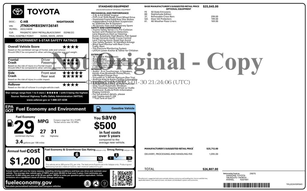 Florida Fine Cars - Used TOYOTA C-HR 2022 ORLANDO NIGHTSHADE