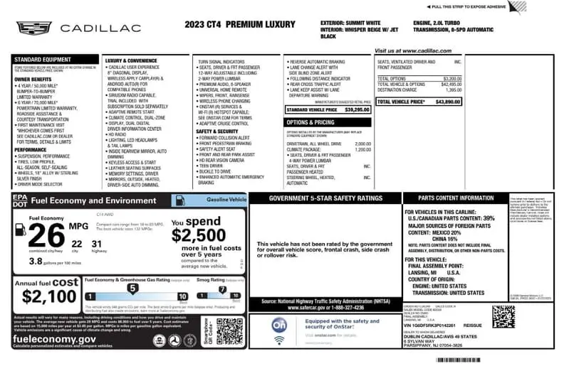 Florida Fine Cars - Used CADILLAC CT4 2023 MARGATE PREMIUM LUXURY