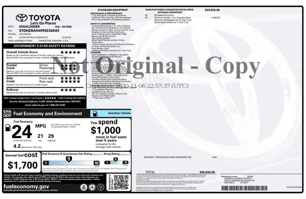 Florida Fine Cars - Used TOYOTA HIGHLANDER 2021 MARGATE XLE