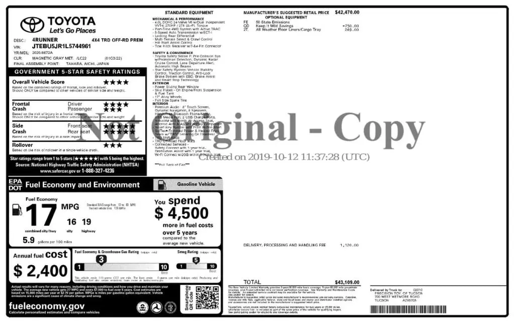 Florida Fine Cars - Used TOYOTA 4RUNNER 2020 MARGATE TRD OFF-ROAD PREMIUM