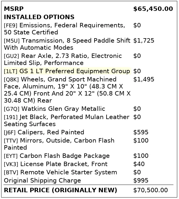 Florida Fine Cars - Used CHEVROLET CORVETTE 2017 ORLANDO GRAND SPORT 1LT