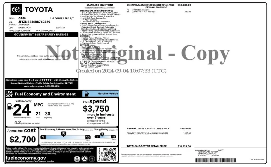 Florida Fine Cars - Used TOYOTA GR86 2024 MARGATE 