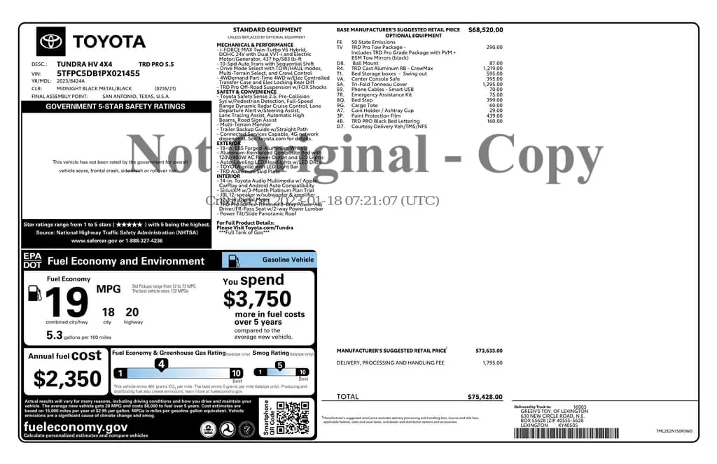 Florida Fine Cars - Used TOYOTA TUNDRA 4WD 2023 WEST PALM TRD PRO HYBRID