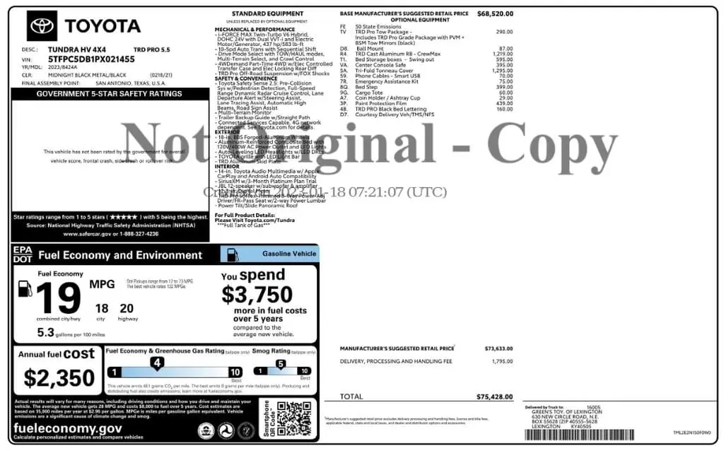 Florida Fine Cars - Used TOYOTA TUNDRA 4WD 2023 WEST PALM TRD PRO HYBRID