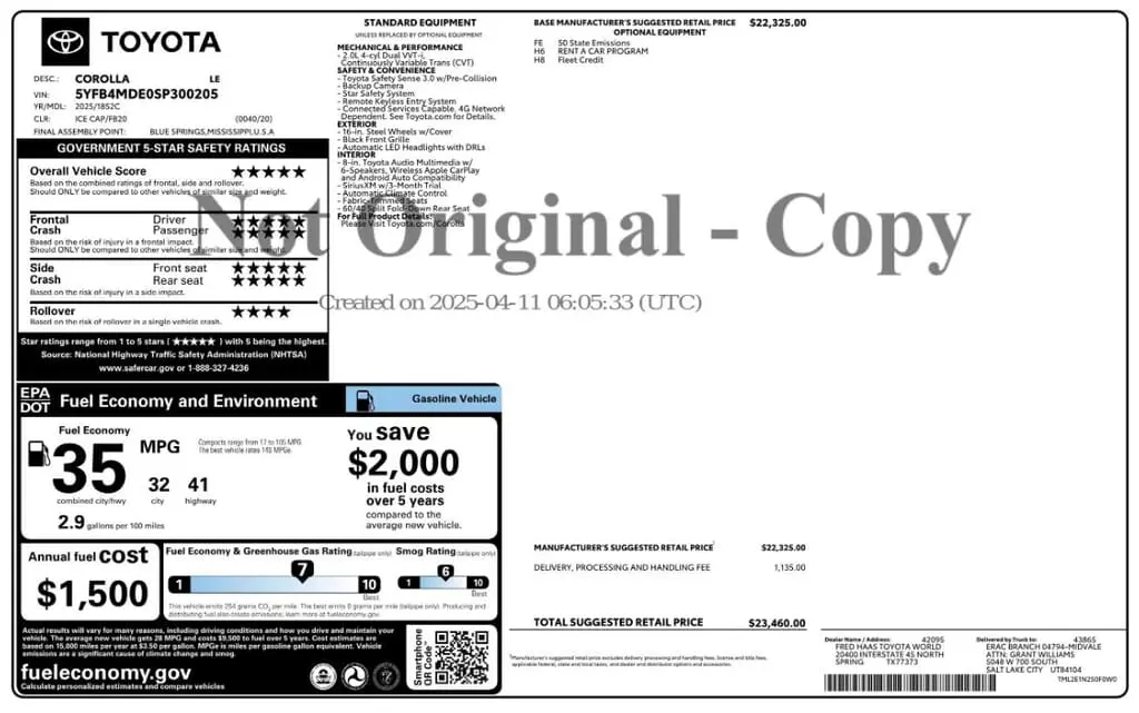 Florida Fine Cars - Used TOYOTA COROLLA 2025 WEST PALM LE
