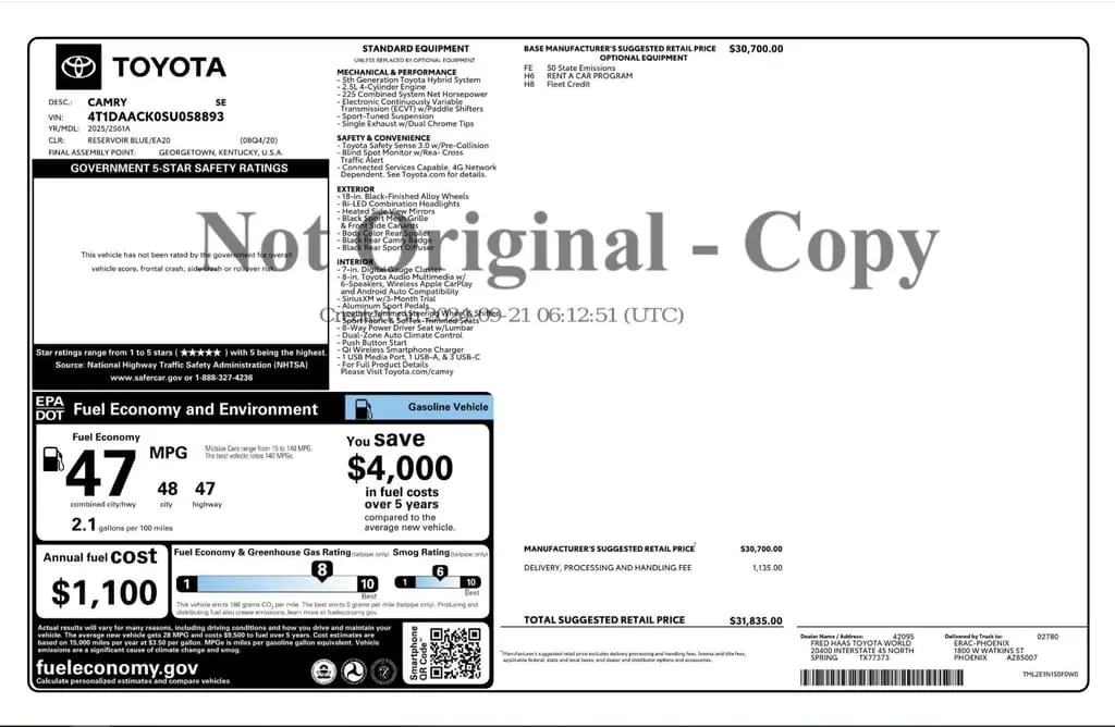 Florida Fine Cars - Used TOYOTA CAMRY 2025 MARGATE SE