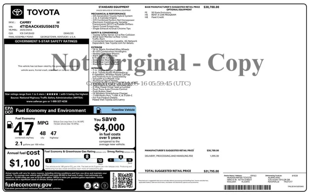 Florida Fine Cars - Used TOYOTA CAMRY 2025 ORLANDO SE