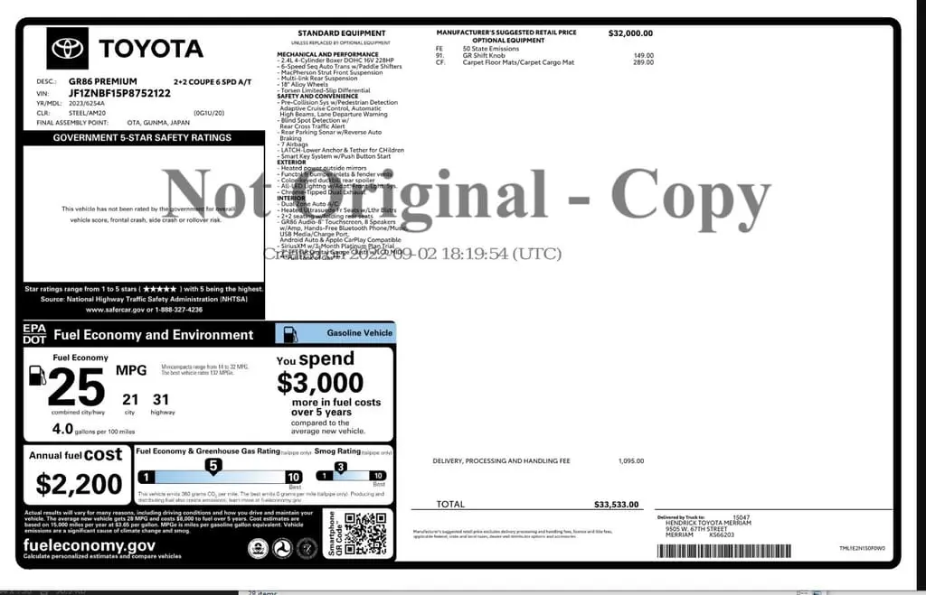 Florida Fine Cars - Used TOYOTA GR86 2023 MIAMI PREMIUM