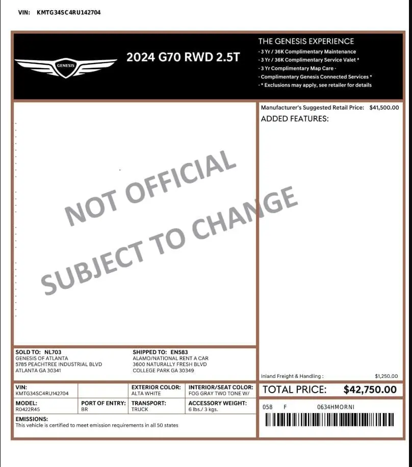 Florida Fine Cars - Used GENESIS G70 2024 WEST PALM 2.5T