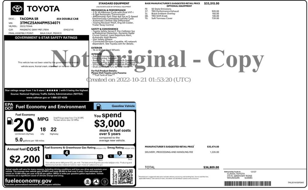 Florida Fine Cars - Used TOYOTA TACOMA 4WD 2023 ORLANDO SR