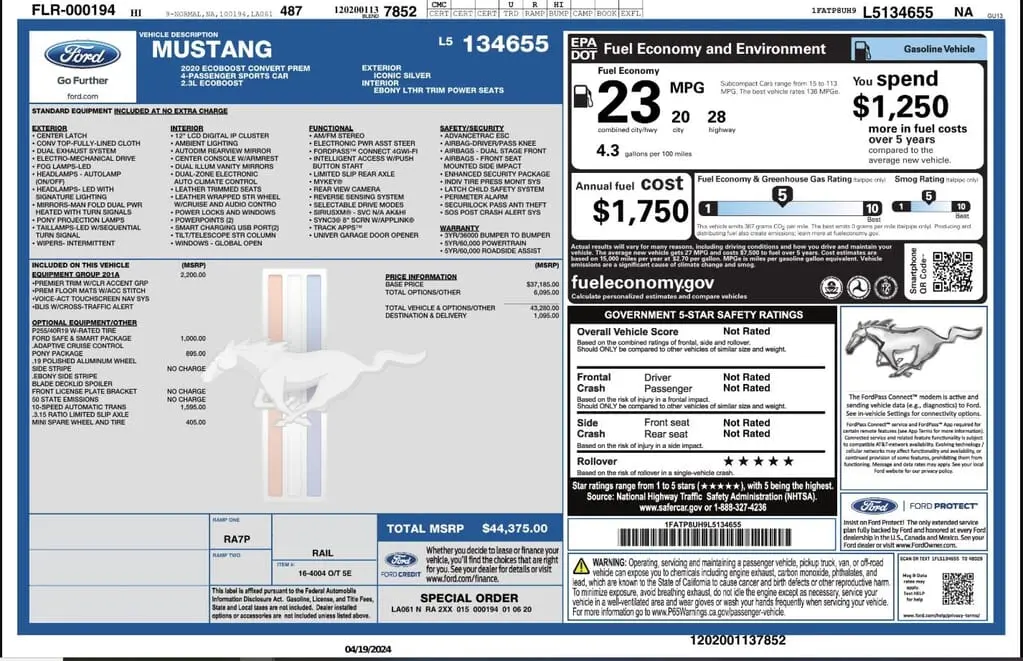 Florida Fine Cars - Used FORD MUSTANG 2020 WEST PALM ECOBOOST