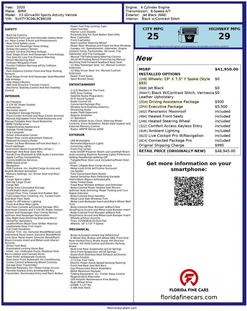 Florida Fine Cars - Used BMW X3 2020 ORLANDO SDRIVE30I