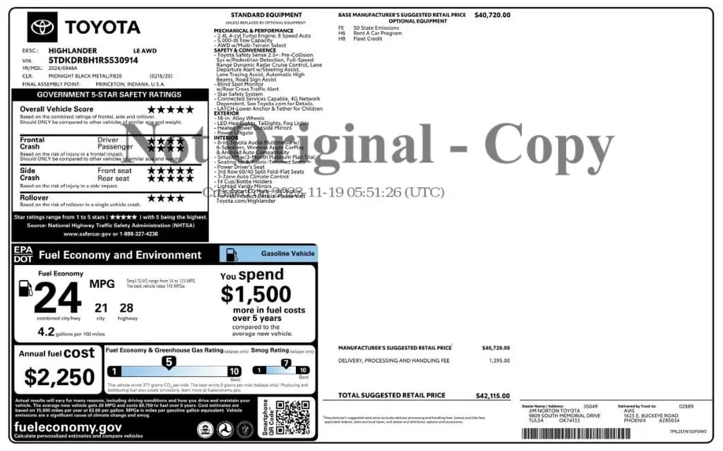 Florida Fine Cars - Used TOYOTA HIGHLANDER 2024 MARGATE LE