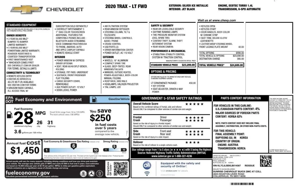 Florida Fine Cars - Used CHEVROLET TRAX 2020 MARGATE LT