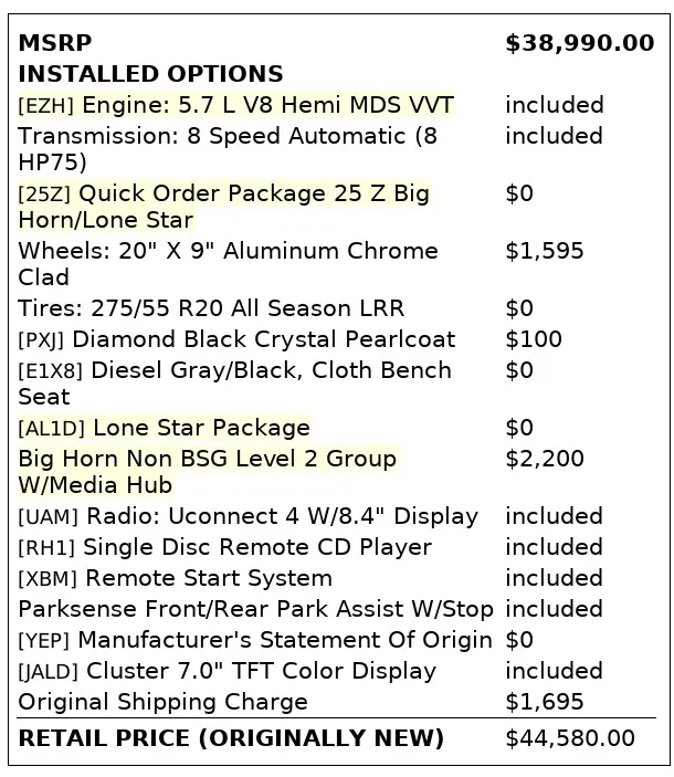 Florida Fine Cars - Used RAM 1500 2019 ORLANDO BIG HORN/LONE STAR
