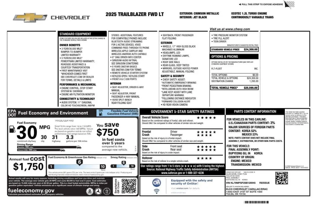 Florida Fine Cars - Used CHEVROLET TRAILBLAZER 2025 MIAMI LT