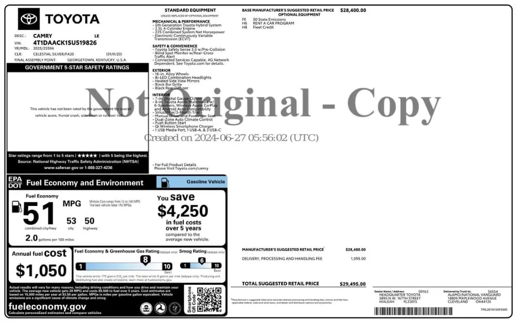 Florida Fine Cars - Used TOYOTA CAMRY 2025 MARGATE LE