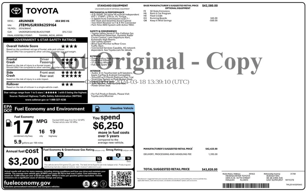 Florida Fine Cars - Used TOYOTA 4RUNNER 2024 ORLANDO SR5