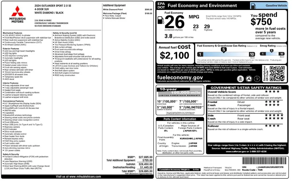 Florida Fine Cars - Used MITSUBISHI OUTLANDER SPORT 2024 ORLANDO SE