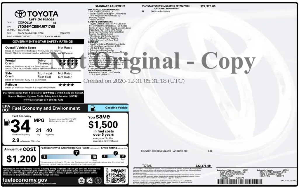 Florida Fine Cars - Used TOYOTA COROLLA 2021 ORLANDO SE