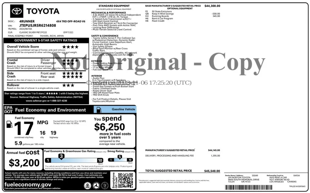 Florida Fine Cars - Used TOYOTA 4RUNNER 2024 ORLANDO TRD OFF ROAD