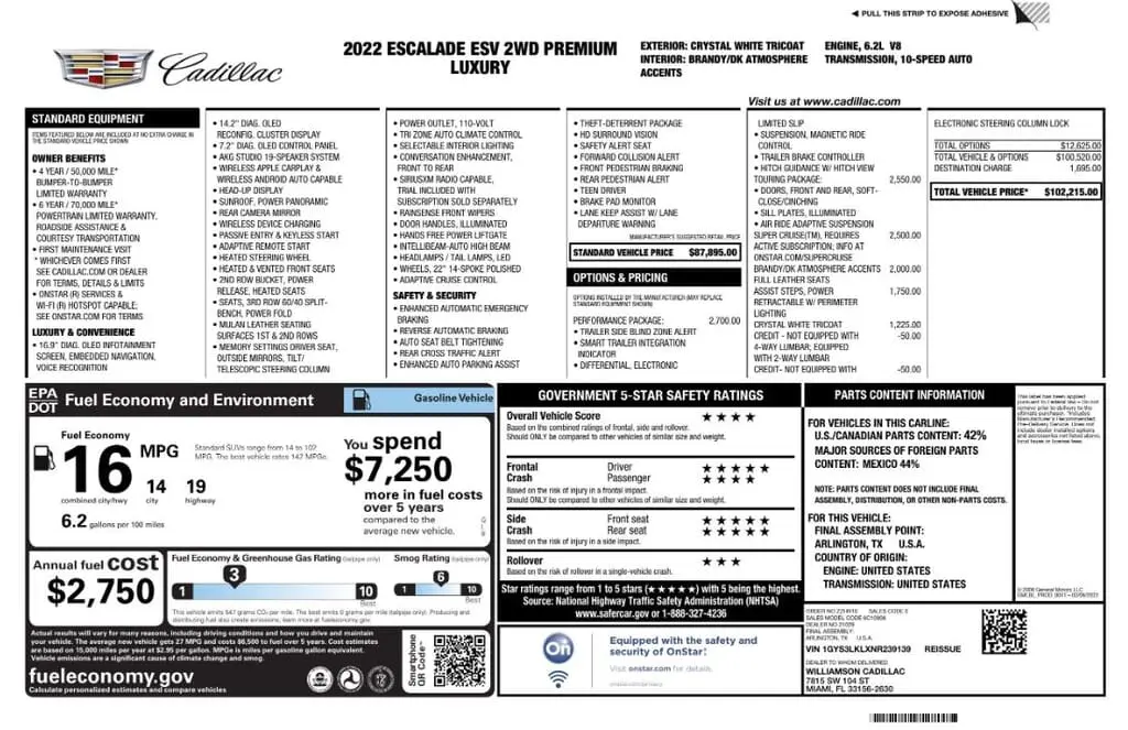 Florida Fine Cars - Used CADILLAC ESCALADE ESV 2022 MARGATE PREMIUM LUXURY