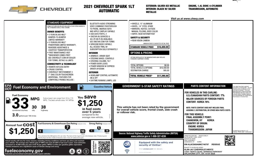 Florida Fine Cars - Used CHEVROLET SPARK 2021 ORLANDO 1LT