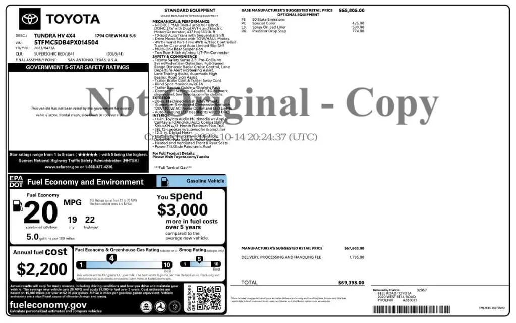 Florida Fine Cars - Used TOYOTA TUNDRA 4WD 2023 MIAMI 1794 EDITION HYBRID